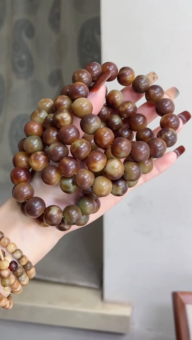 手串菩提根/象牙果J08玉化豹纹苹果13*14mm手串