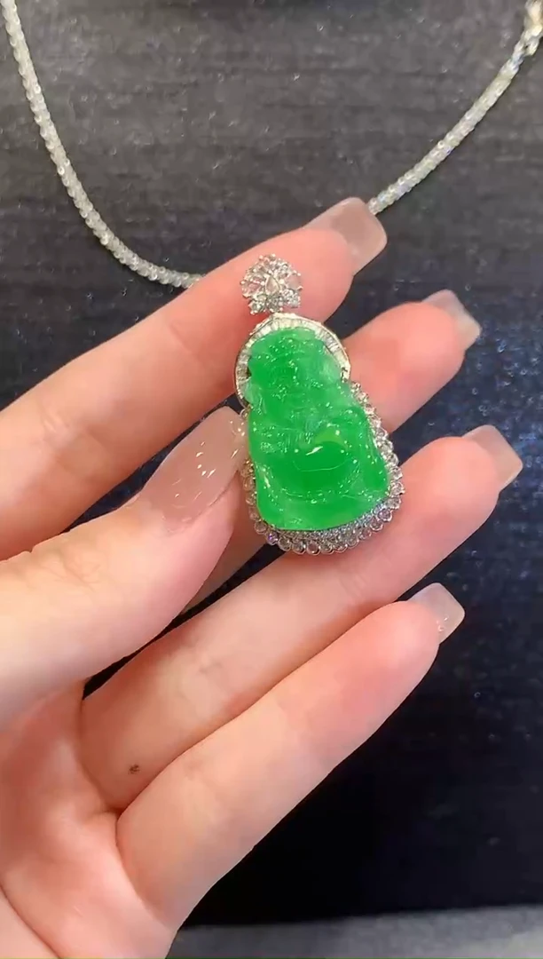 吊坠(不含链)18K金镶嵌翡翠KQR多样性发其一