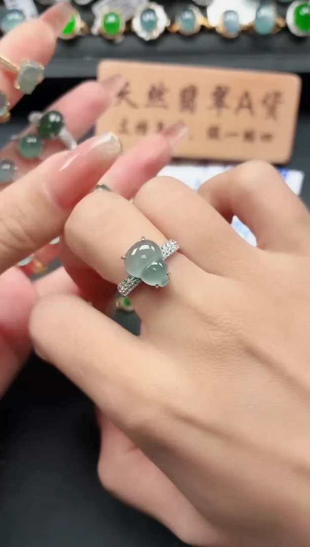 银S925镶嵌戒指翡翠11