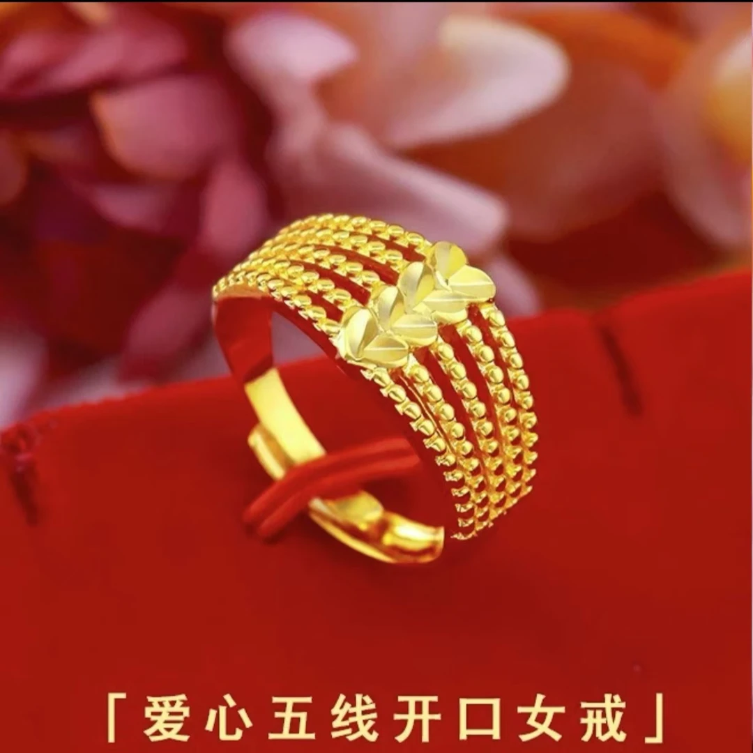合金戒指 爱心五线开口戒指