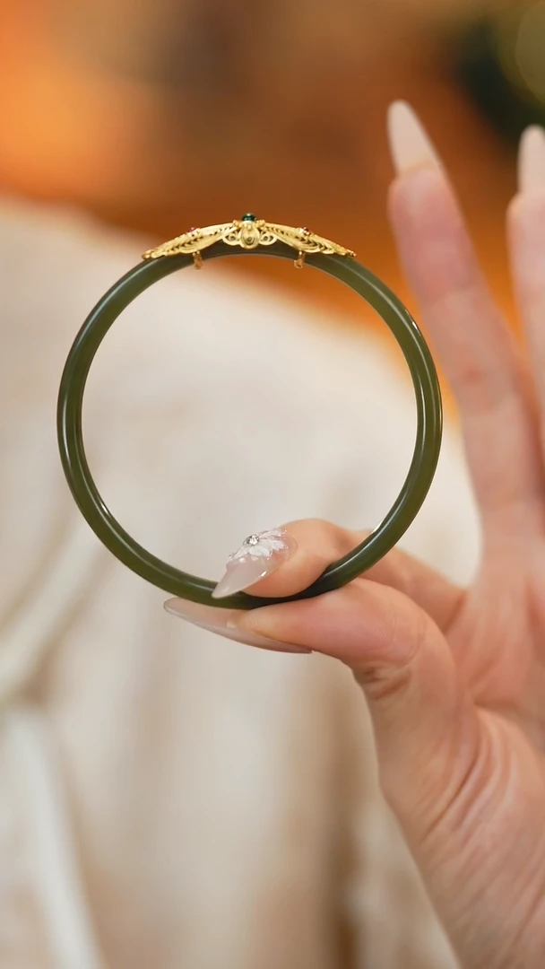 和田玉手镯银S925镶嵌新款