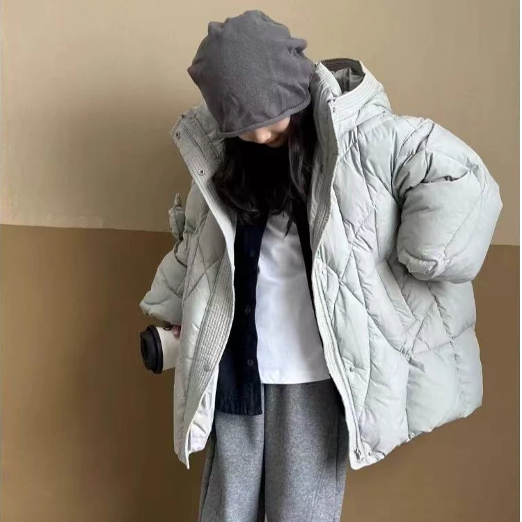 【羽绒服-反季】新国标90白鸭绒双倍冲绒女童连帽外套冬季儿童亲子