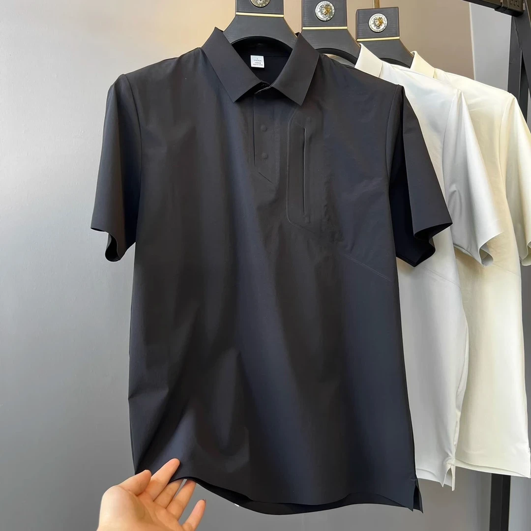 大码300斤无痕压胶袅家男士夏季新款冰丝冷感速干商务休闲POLO衫