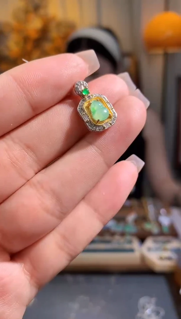 翡翠银S925镶嵌吊坠(不含链)【挽石珠宝】葫芦