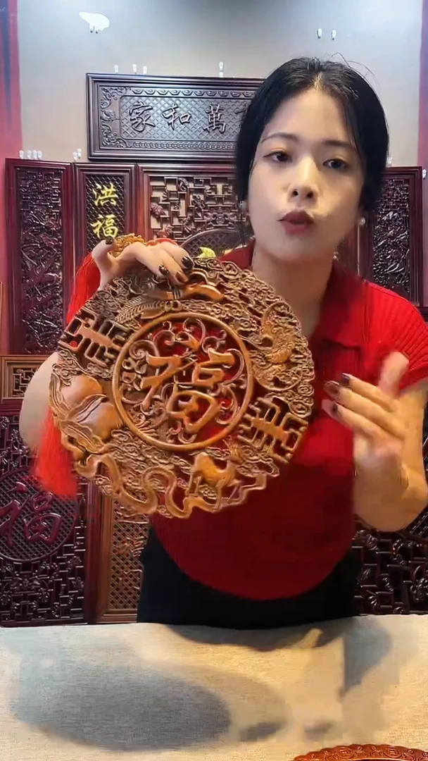 香樟木木雕款28厘米油漆款福禄寿喜