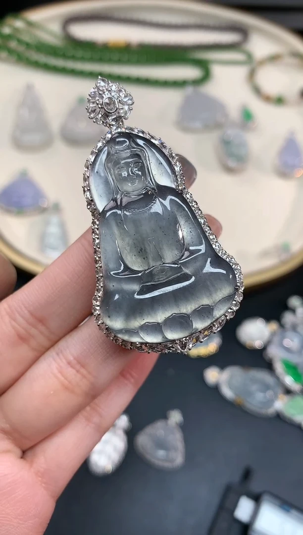 【闪购商品】翡翠吊坠(不含链)18K金镶嵌吊坠A226|88000定金20000