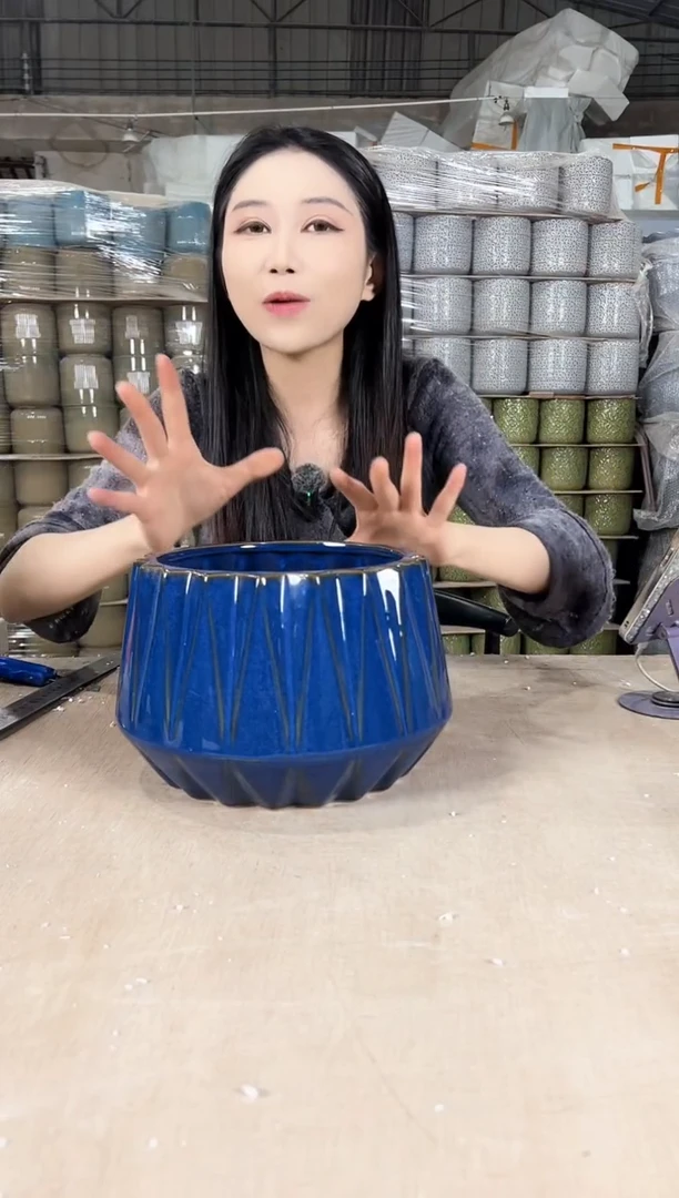 【闪购商品】陶瓷南瓜蓝花釉大号21x16