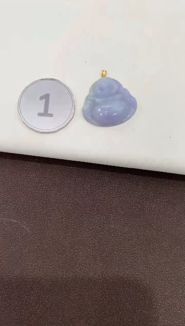 翡翠18K金镶嵌吊坠(赠链)天然缅甸a货翡翠