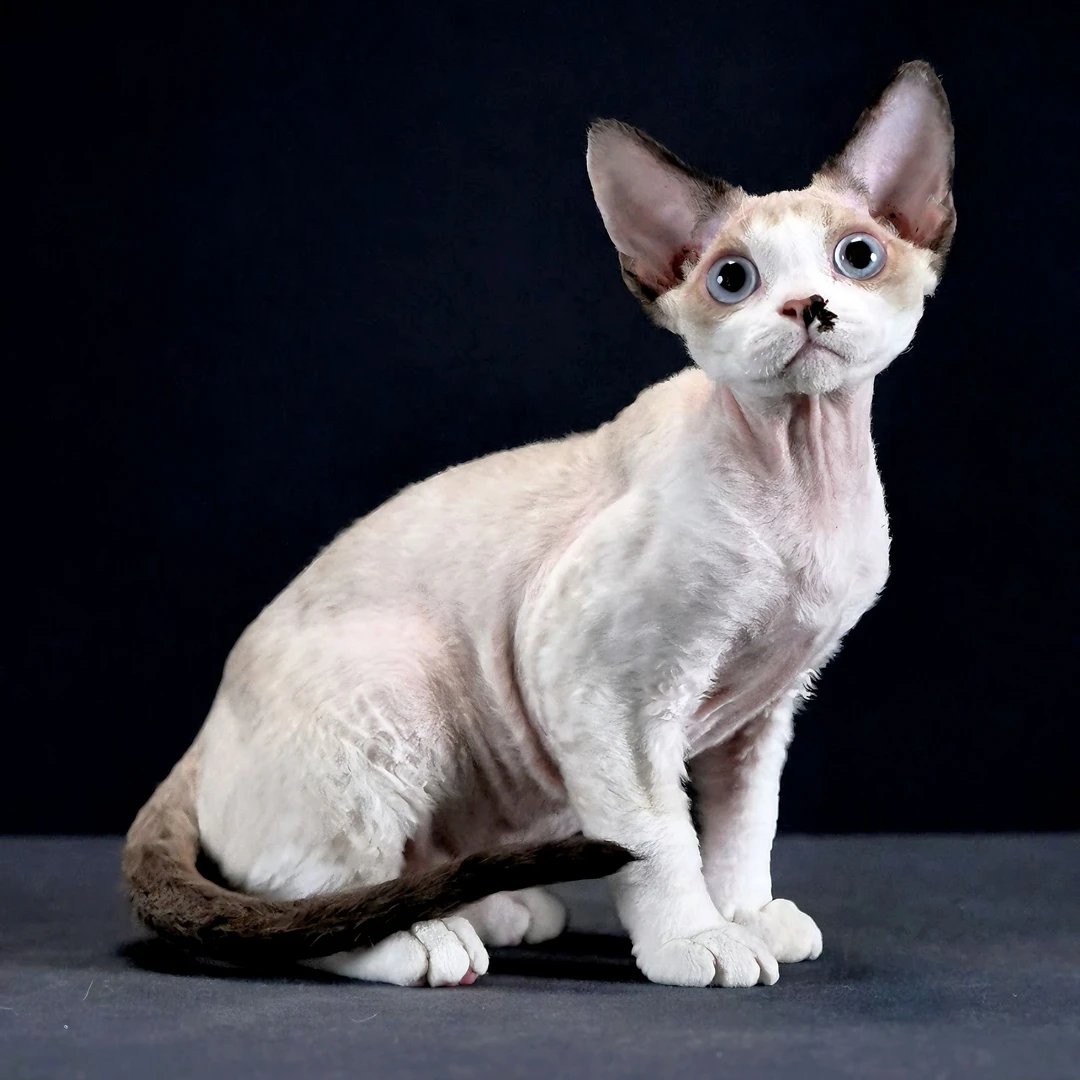 海豹双色德文卷毛猫弟弟