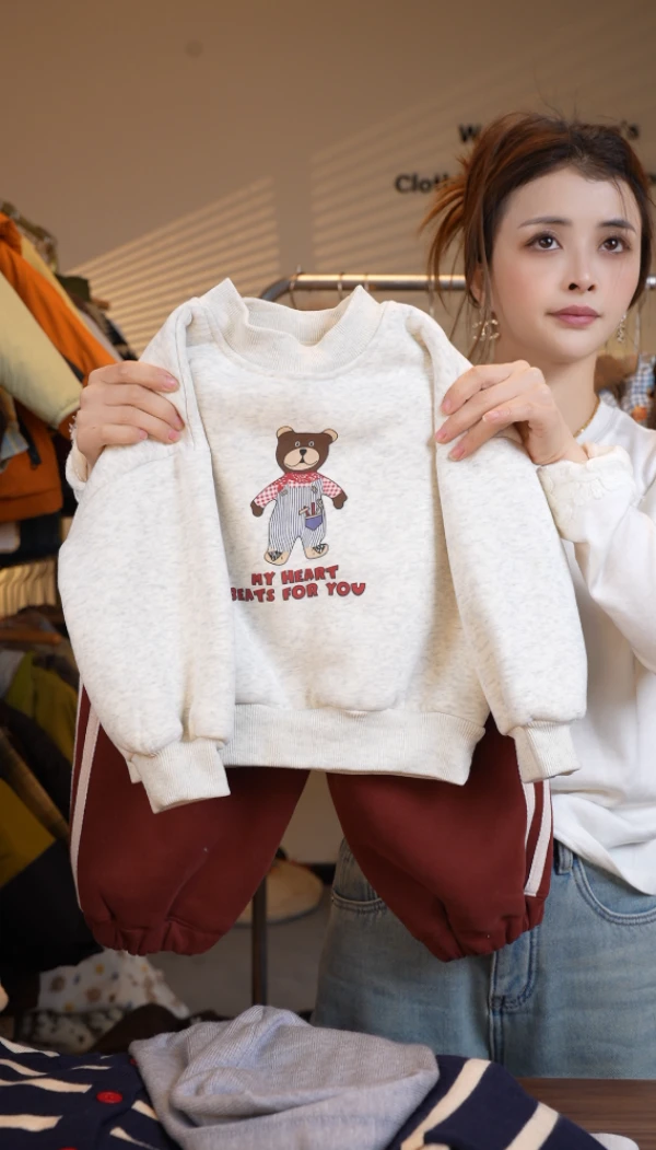 【断码清货特介】【红裤小熊】儿童套装加厚加绒冬季男童套头两件套