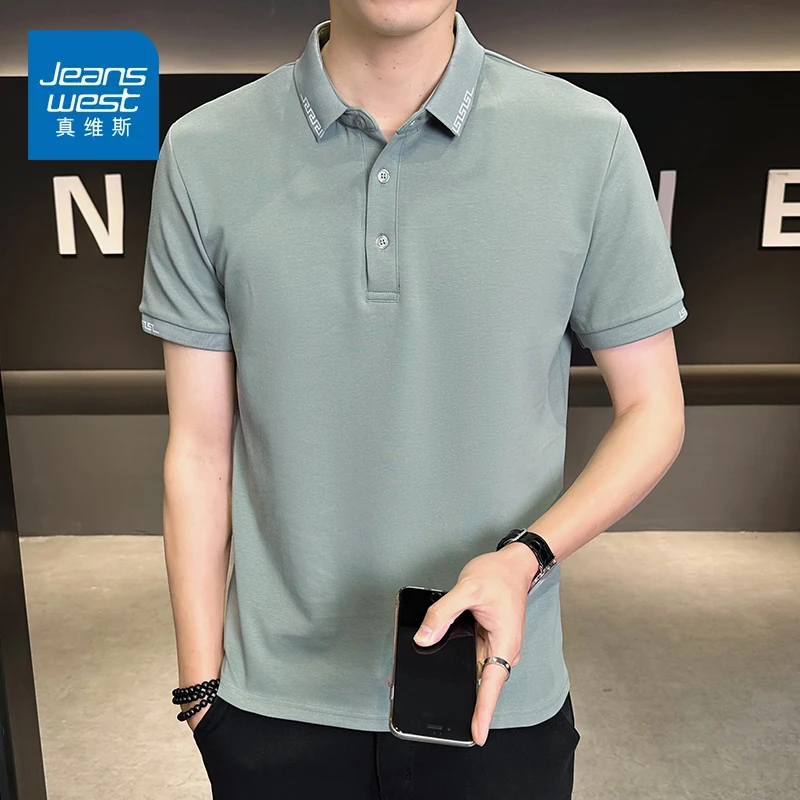 真维斯短袖T恤男士休闲半袖翻领纯棉T恤2025夏季新款polo衫男上衣