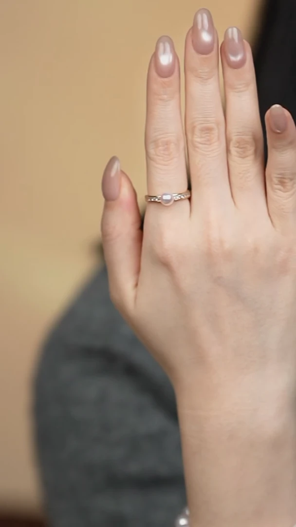 银S925镶嵌戒指海水珍珠5-6akoya戒指