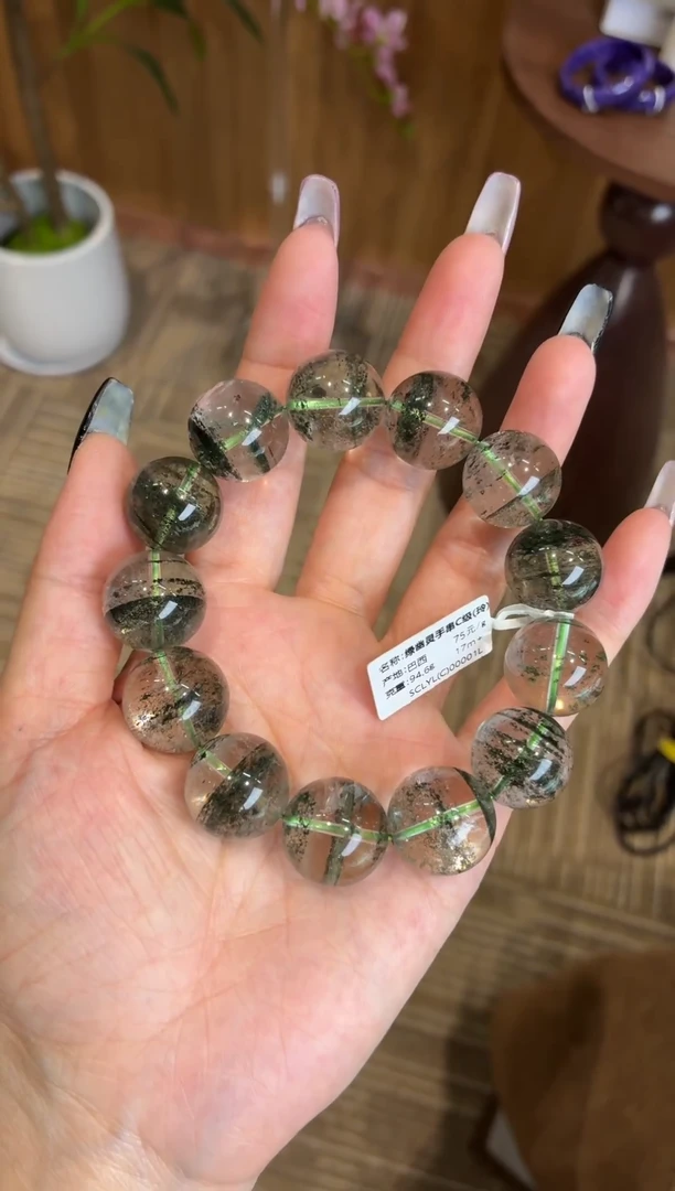 未镶嵌手串水晶绿幽灵手串17m+