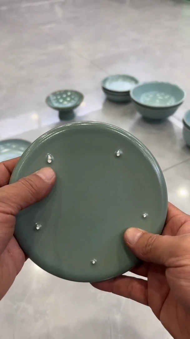 瓷片仿古绿病状壶承大瑕60