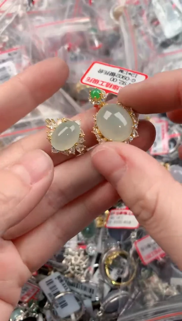 银S925镶嵌戒指翡翠7777----6