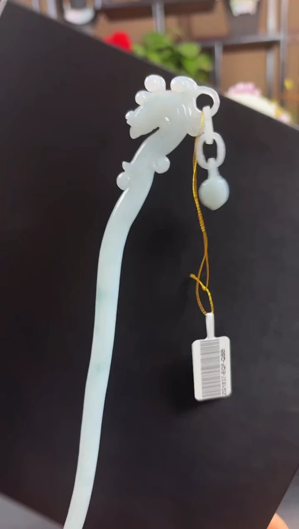 翡翠未镶嵌发饰凤钗