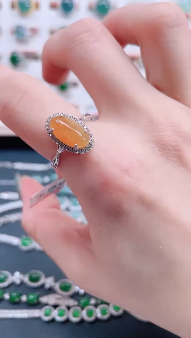 银S925镶嵌戒指翡翠天然翡翠