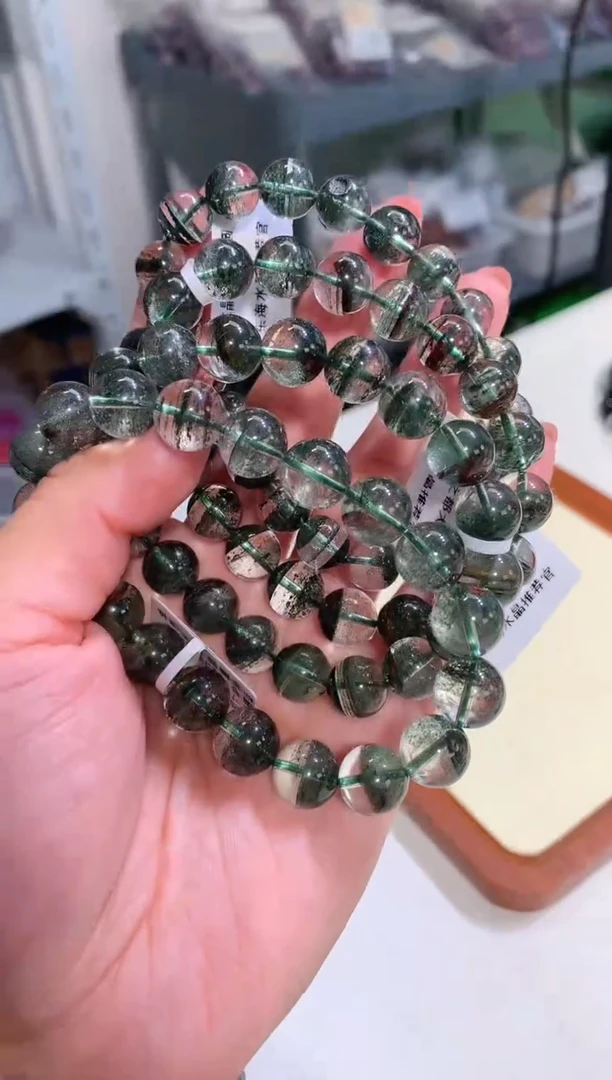 【闪购商品】水晶手链未镶嵌9.8-10mm墨绿绿幽灵多样性发其一