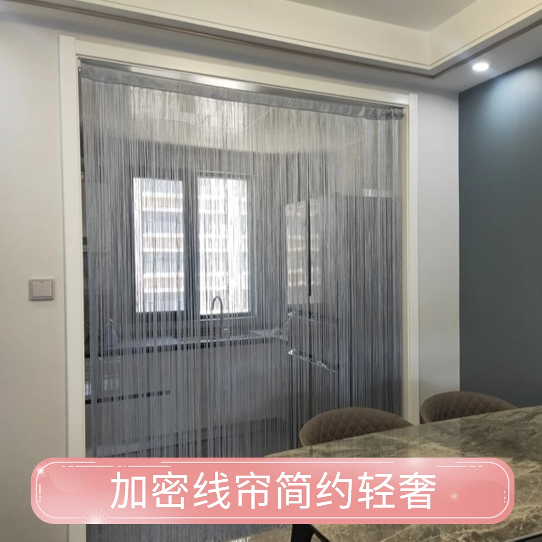 线帘加密简约轻奢家装软饰纯色防蚊门帘客厅玄关商铺隔断窗帘屏风