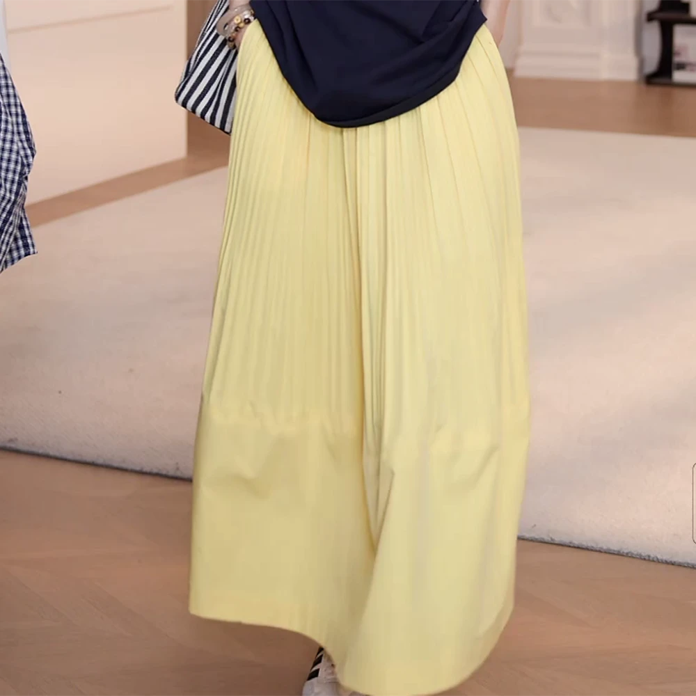 【南法日记】2025夏季新款显瘦气质松紧腰头压褶多巴胺半身裙