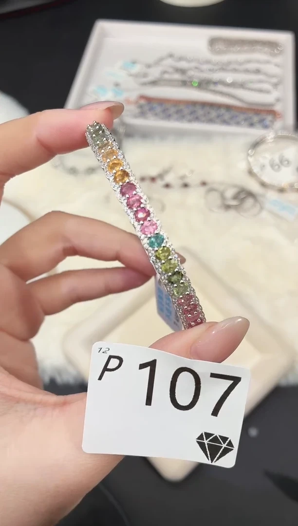 银S925镶嵌手镯碧玺多样性发一P107