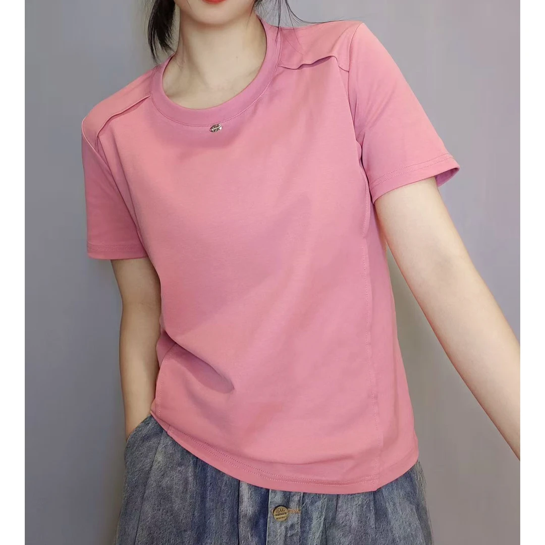 无印心匠A52106-1 夏季新款简约短款正肩短袖T恤女显瘦百搭纯色