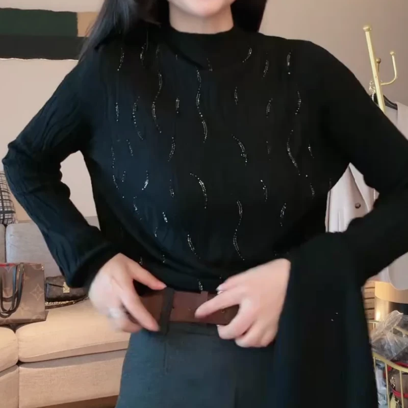 秋冬新款纹理感半高领针织打底衫LK2508873