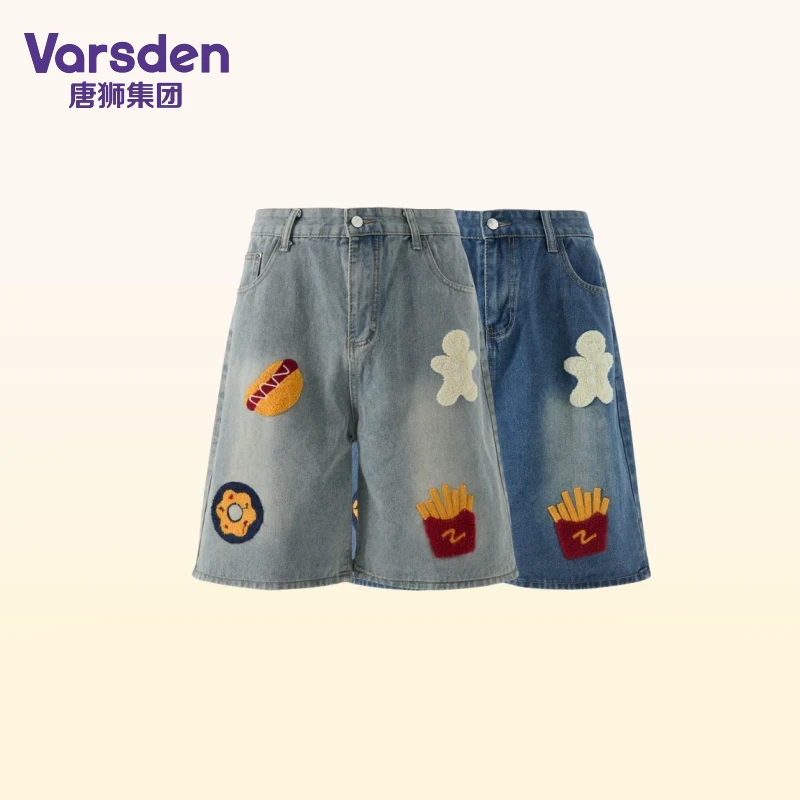 唐狮集团Varsden25夏季爆款美式复古牛仔短裤男女宽松直筒休闲裤