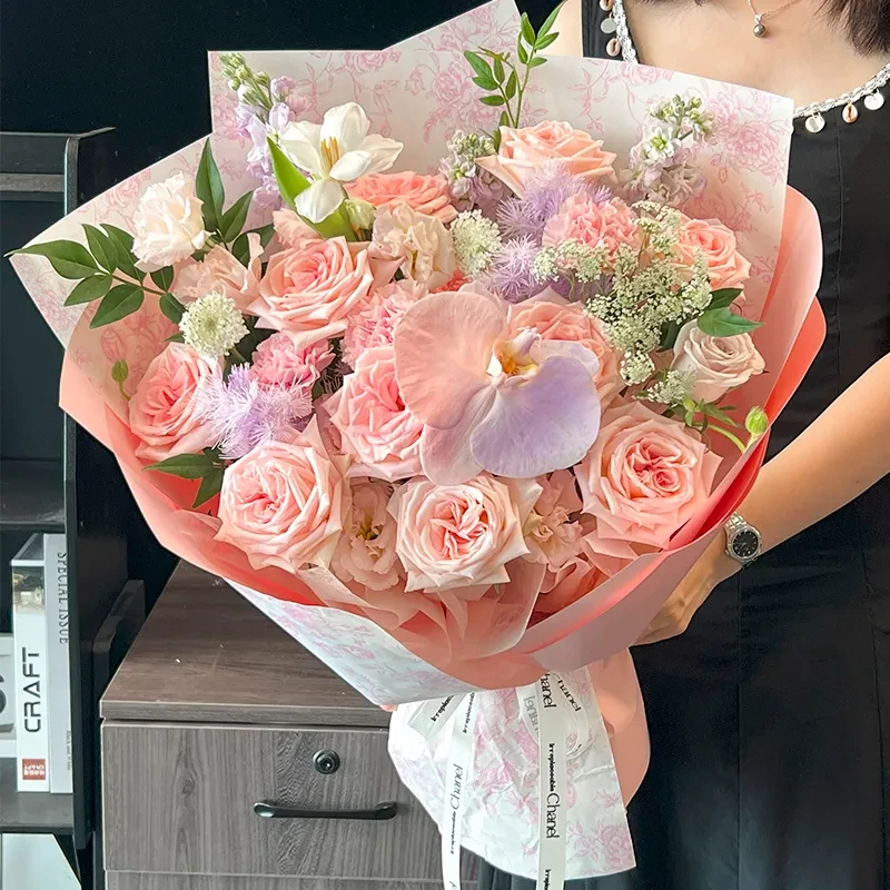 【ins玫瑰鲜花】粉玫瑰紫玫瑰混搭有花漾蝴蝶兰花束鲜花小时达生日礼物送闺蜜纪念日长辈附近花店配送上门