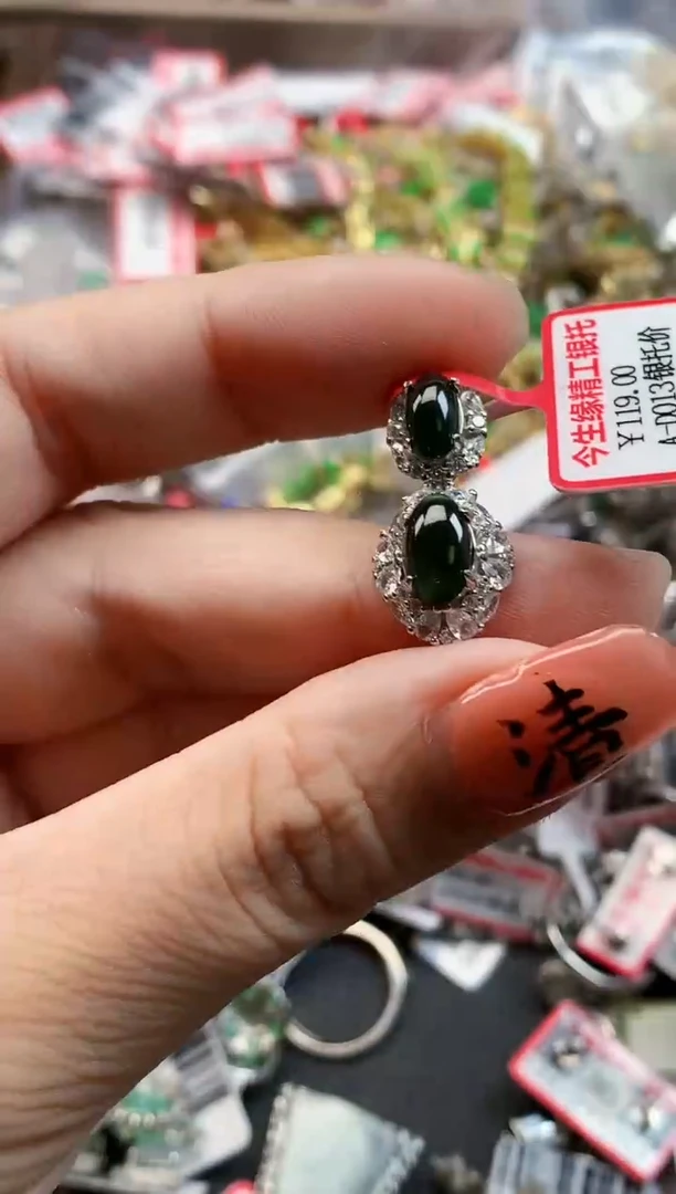 银S925镶嵌戒指翡翠天然A货缅甸翡翠