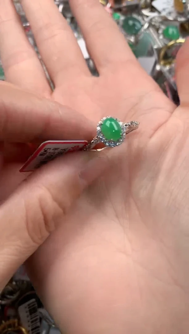 银S925镶嵌戒指翡翠666   8