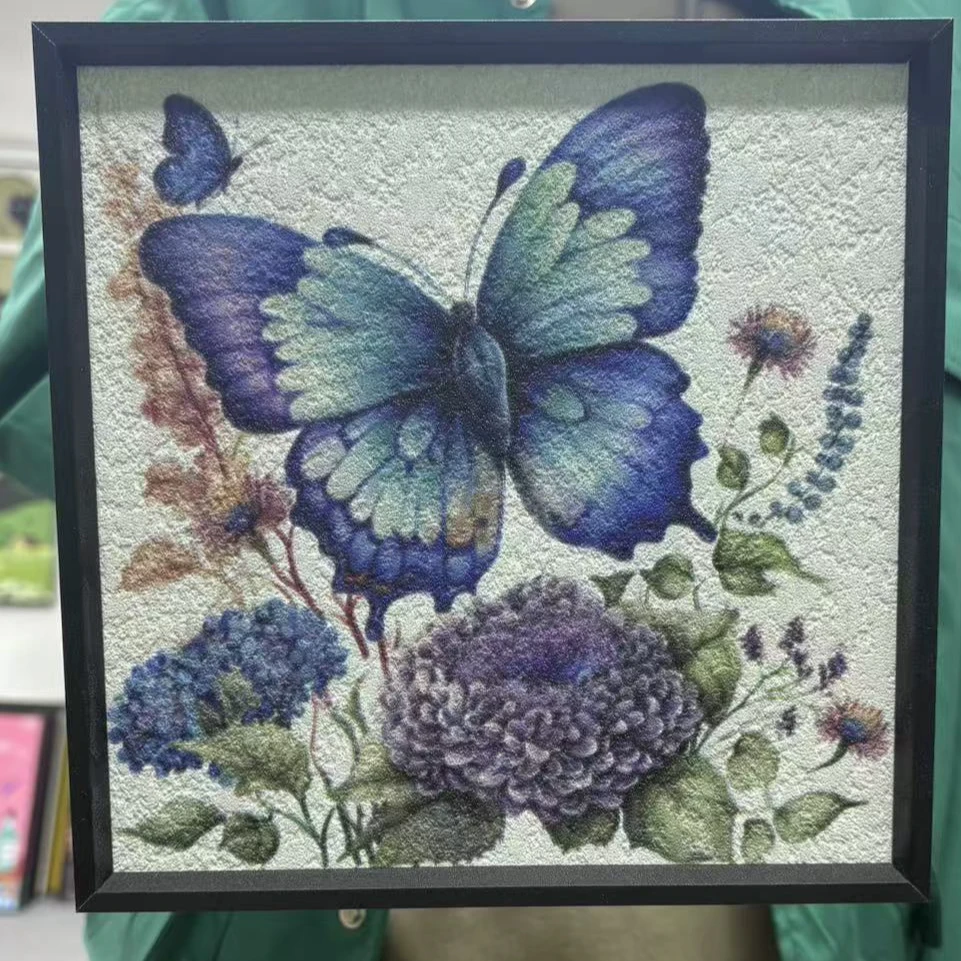 法式高级感蓝紫色蝴蝶挂画风卧室床头壁画客厅餐厅玄关装饰画2020