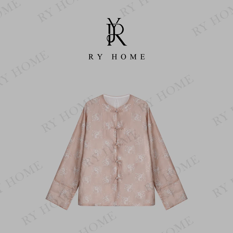 【容雨RYHOME】100%苎麻＋朝花夕拾提花缎国风衬衫外套251W2201