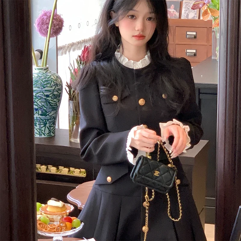 法式气质少女拼接连衣裙复古D0312