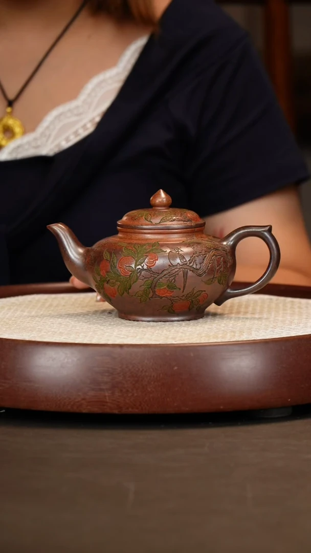 茶壶紫砂【曹秀芬】笑樱明红砂350cc+章墨宝+顾老墨宝