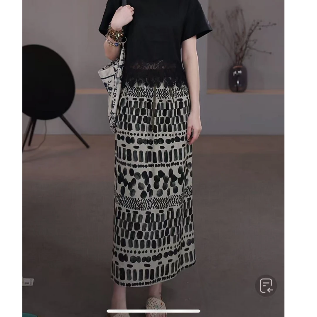 【LIbaibai】夏季2025年新款高腰直筒半身裙BB-2365