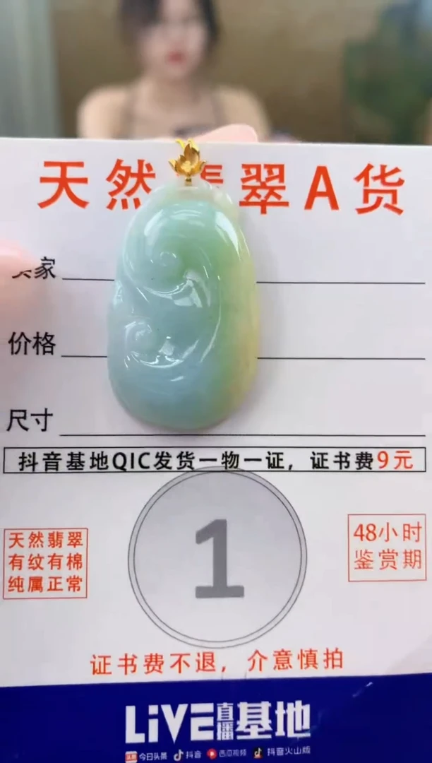 颈饰18K金镶嵌翡翠 天然A货翡翠挂件