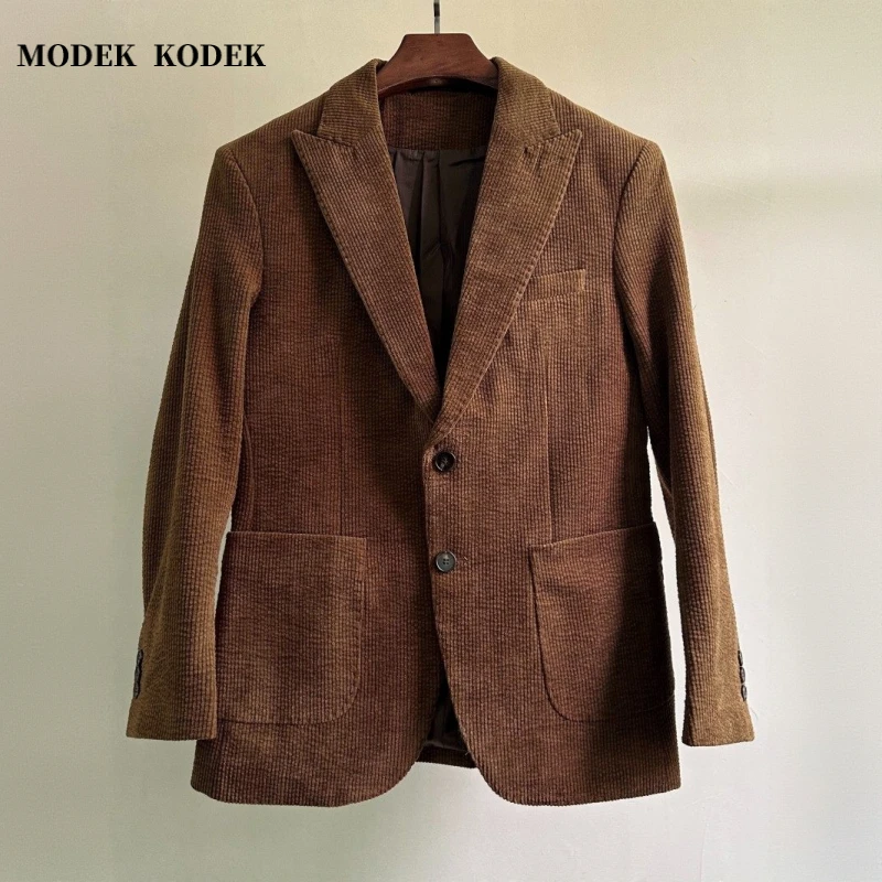 MODEK KODEK冬季新款复古灯芯绒西装男士高级感潮牌商务休闲上衣