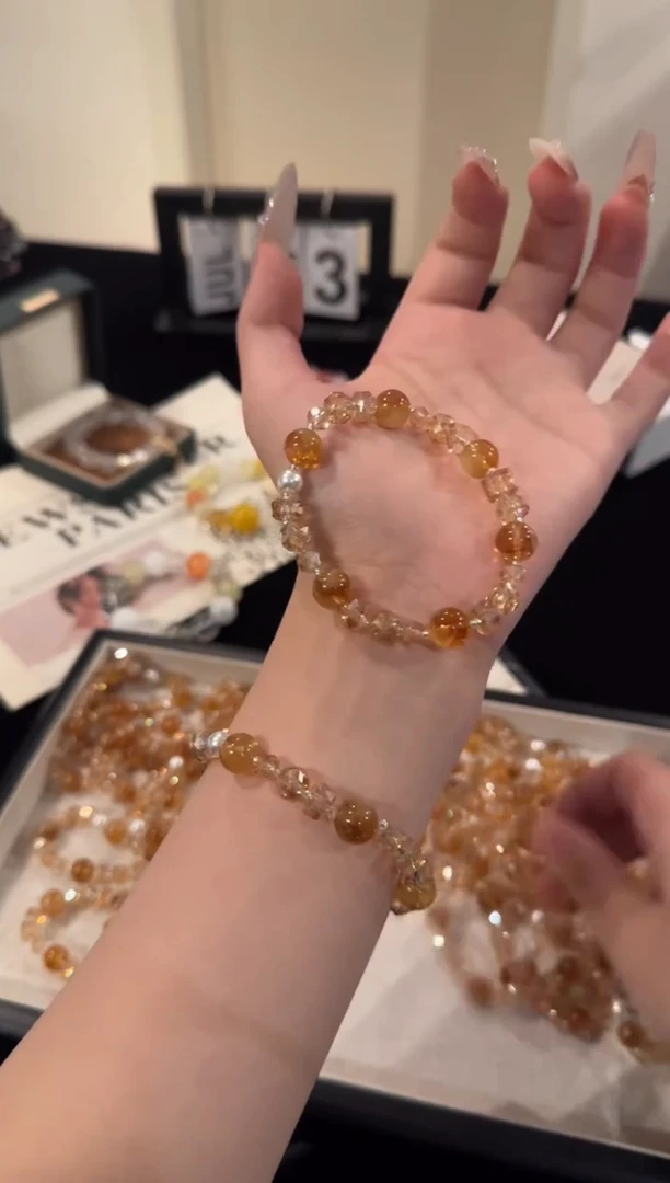 水晶手串合金黄塔晶x2043