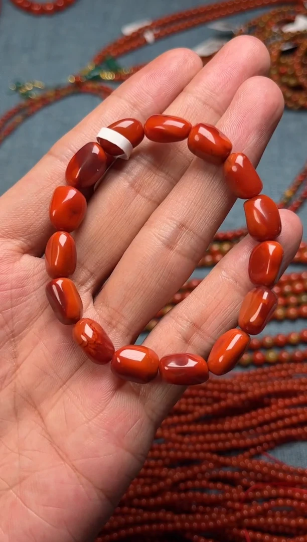 手链未镶嵌南红玛瑙原矿全品瓦西料柿子锦红随型
