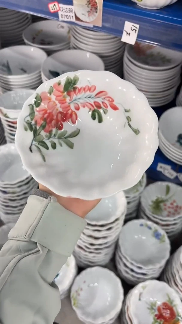 瓷片景德镇陶瓷食品级手绘釉中彩-花边碗