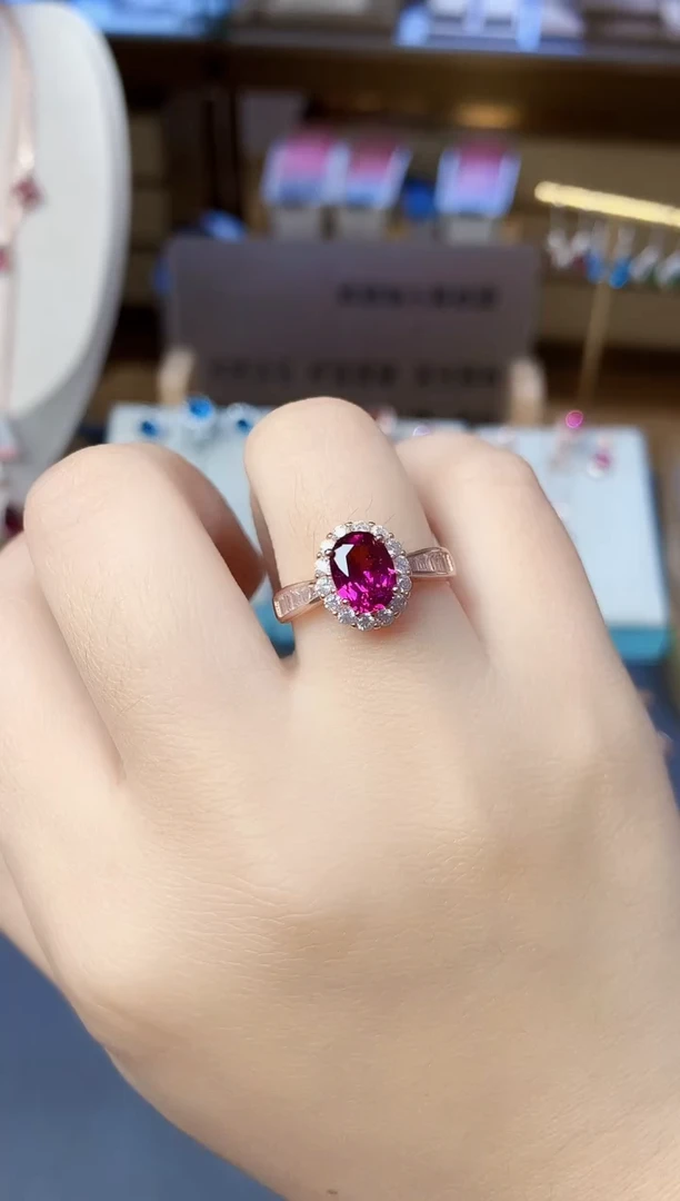 银S925镶嵌戒指石榴石天然镁铝