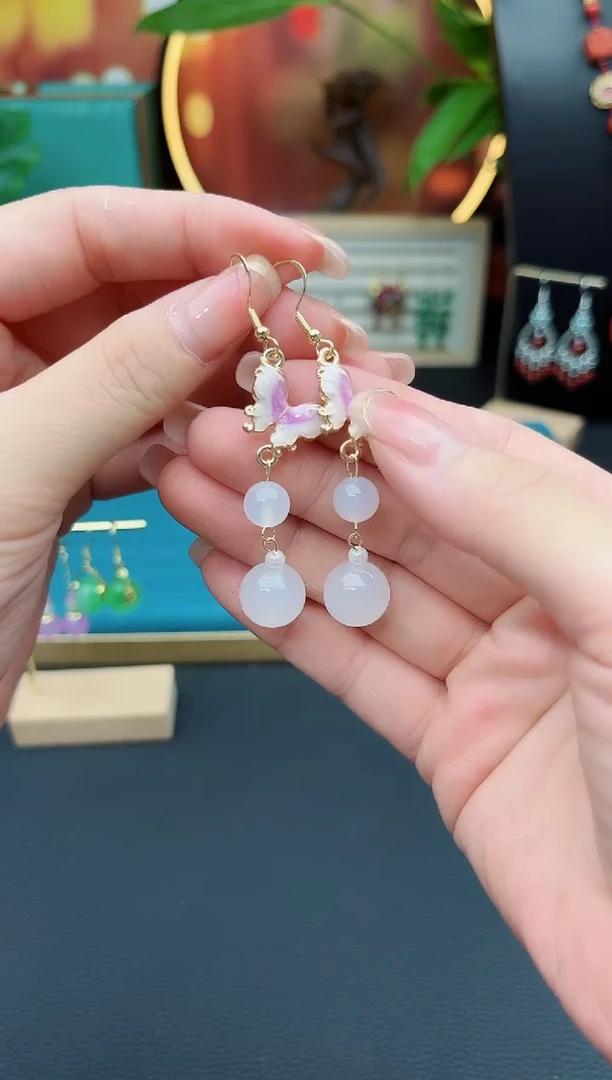 玛瑙/玉髓耳钉银S925镶嵌B02