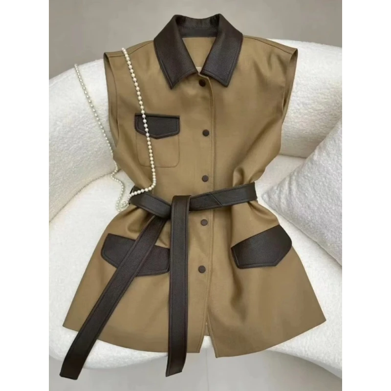 2025新款秋季气质高级感背心时髦洋气设计感独特超好看卡其色马甲