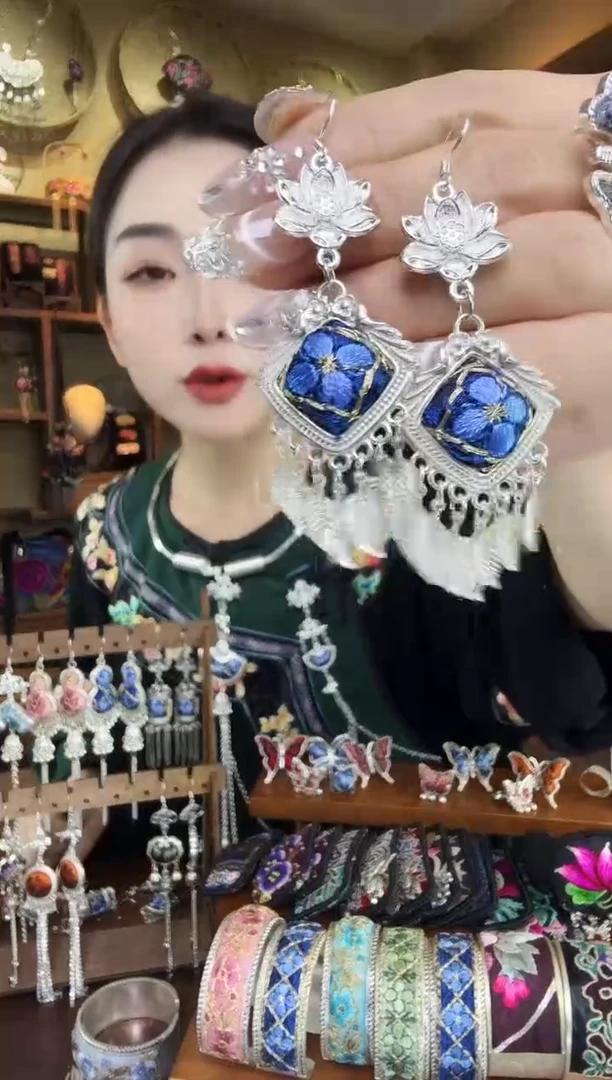 刺绣非遗刺绣民族风耳环