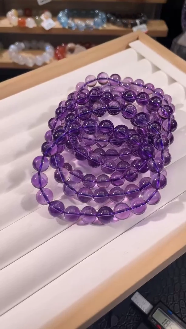 水晶手链未镶嵌巴西紫水晶手链9mm多样性发一