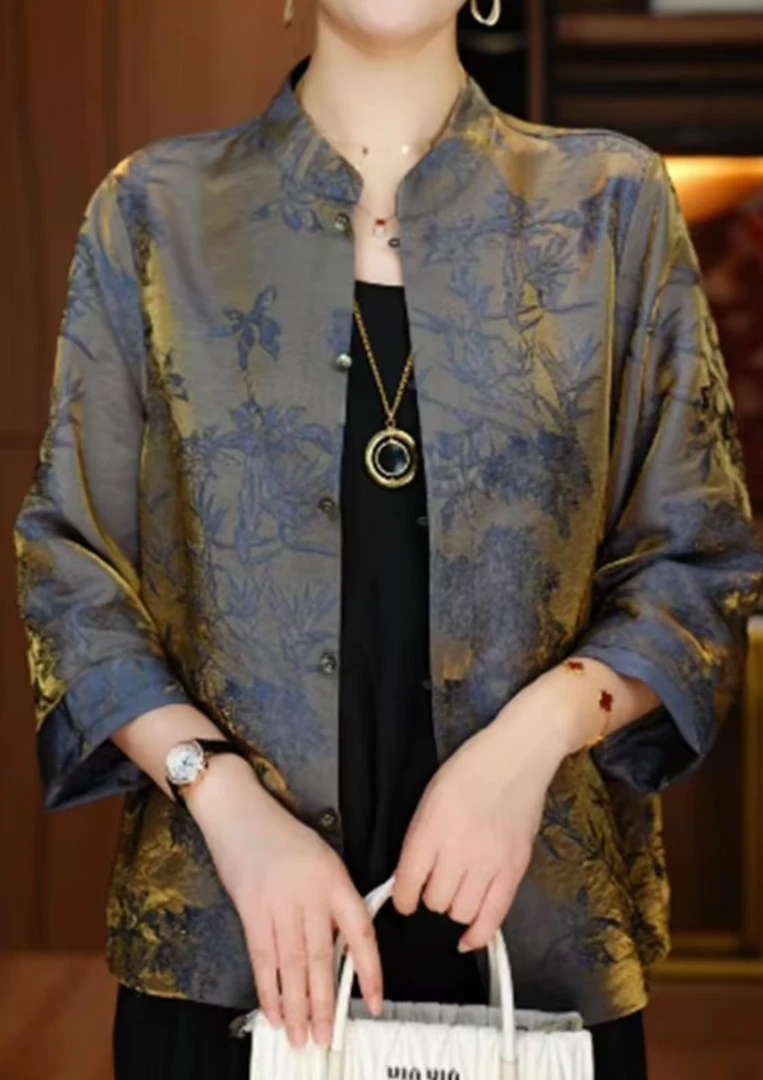 2025常规中式夏季衬衫ins中国风提花碎花印花百搭气质时尚166