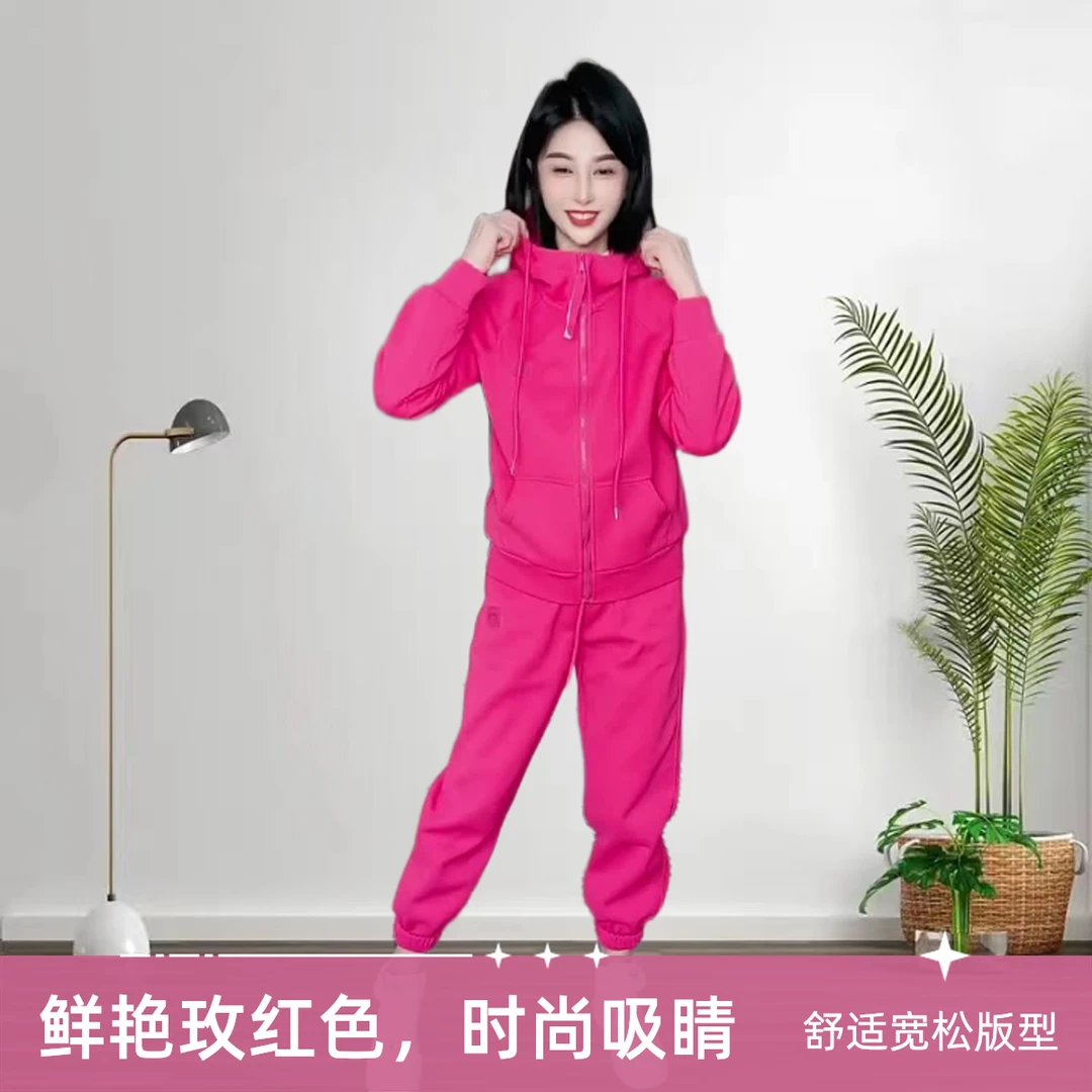 网红时尚休闲运动套装女2025春秋新款爆款宽松显瘦百搭连帽两件套