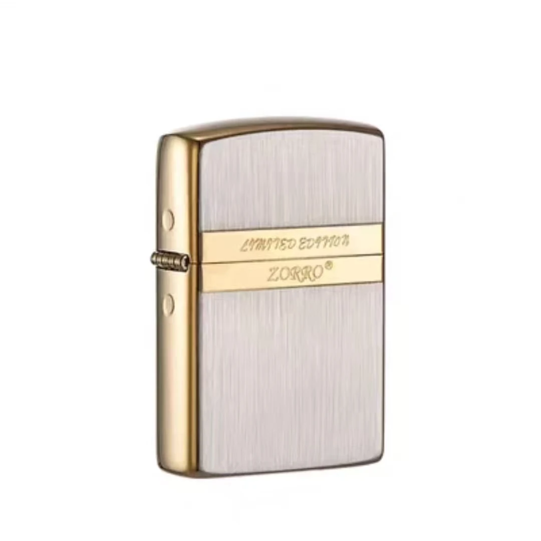 ZORRO佐罗煤油打火机情金竖纹拉丝标志男士礼品送礼防风打火机