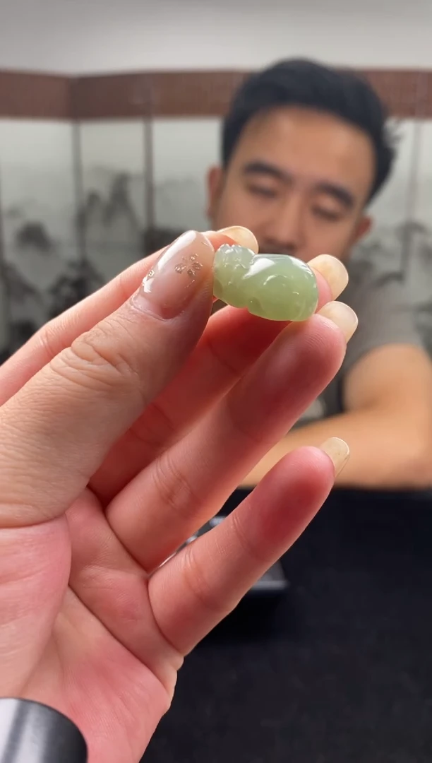和田玉18K金镶嵌吊坠(不含链)吊坠
